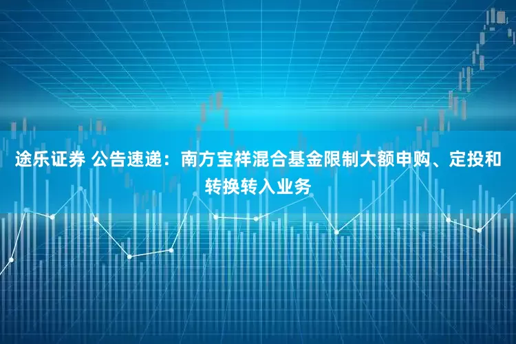 途乐证券 公告速递：南方宝祥混合基金限制大额申购、定投和转换转入业务